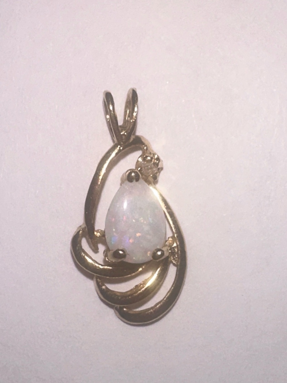 Teardrop Opal Pendant 14K yellow Gold